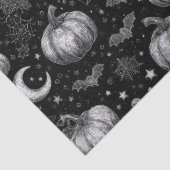 Schwarz-Weiß-Halloween-Kürbis, Bat, Spiderweb Seidenpapier (Detail)