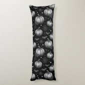 Schwarz-Weiß-Halloween-Kürbis, Bat, Spiderweb Seitenschläferkissen (Rückseite (Vertikal))