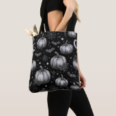 Schwarz-Weiß-Halloween-Kürbis, Bat, Spiderweb Tasche (Von Nahem)