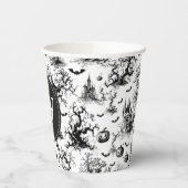 Schwarz-Weiß-Halloween-Monogramm Pappbecher (Links)