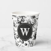 Schwarz-Weiß-Halloween-Monogramm Pappbecher (Vorderseite)
