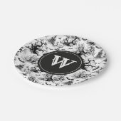Schwarz-Weiß-Halloween-Monogramm Pappteller (Schrägansicht)