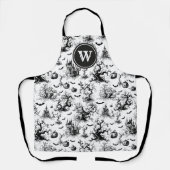 Schwarz-Weiß-Halloween-Monogramm Schürze (Vorderseite)