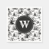 Schwarz-Weiß-Halloween-Monogramm Serviette (Vorderseite)