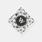 Schwarz-Weiß-Halloween-Monogramm Serviette (Ecke)