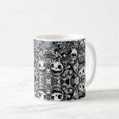 Schwarz-Weiß-Halloween-Monster Kaffeetasse (VorderseiteRechts)