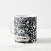 Schwarz-Weiß-Halloween-Monster Kaffeetasse (Vorderseite Links)
