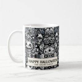 Schwarz-Weiß-Halloween-Monster Kaffeetasse