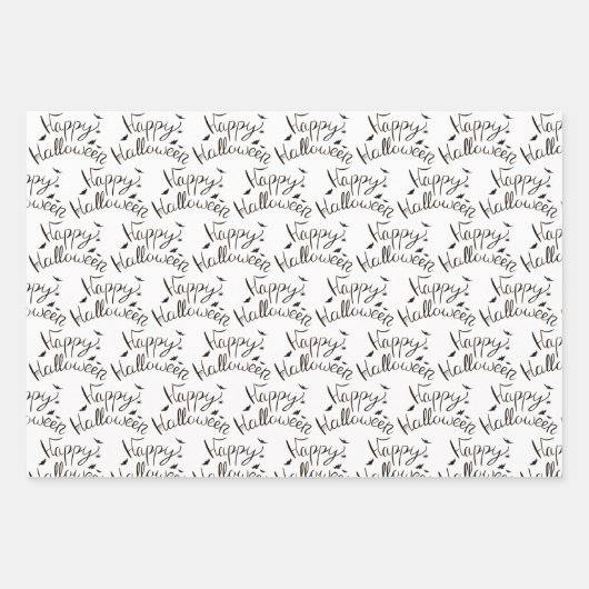 Schwarz-Weiß-Halloween-Muster Geschenkpapier Set (Vorderseite 3)