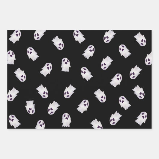 Schwarz-Weiß-Halloween-Muster Geschenkpapier Set (Vorderseite)