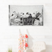 Schwarz-Weiß-Halloween-Party Banner (Insitu)