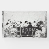 Schwarz-Weiß-Halloween-Party Banner (Horizontal)