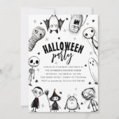 Schwarz-Weiß-Halloween-Party Einladung (Vorderseite)