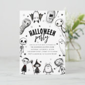 Schwarz-Weiß-Halloween-Party Einladung (Stehend Vorderseite)