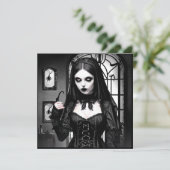 Schwarz-Weiß-Halloween-Party Einladung (Stehend Vorderseite)