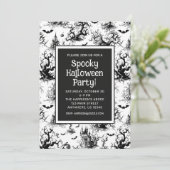 Schwarz-Weiß-Halloween-Party Einladung (Stehend Vorderseite)