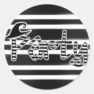 Schwarz-Weiß-Halloween-Party Runder Aufkleber