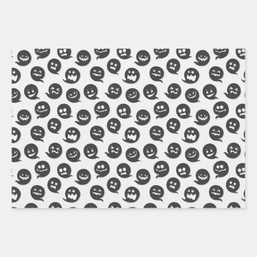 Schwarz-Weiß-Halloween-Pumkin-Geist Geschenkpapier Set (Vorderseite 2)