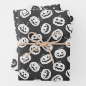 Schwarz-Weiß-Halloween-Pumkin-Geist Geschenkpapier Set (Beispiel)