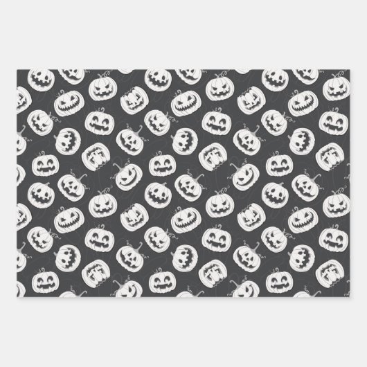 Schwarz-Weiß-Halloween-Pumkin-Geist Geschenkpapier Set (Vorderseite)