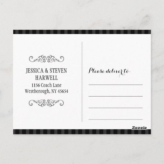 Schwarz-Weiß-Halloween-Rote Rosen Postkarte (Rückseite)