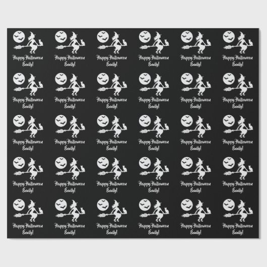 Schwarz-Weiß-Halloween-Silhouette Geschenkpapier (Flach)