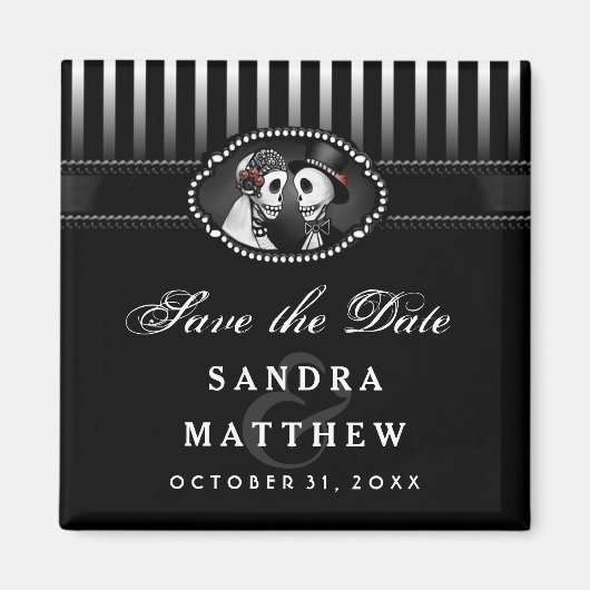 Schwarz-Weiß-Halloween-Skelette-Rett Magnet (Vorne)