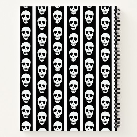 Schwarz-Weiß-Halloween-Skull-Muster Monogramm Notizblock (Rückseite)
