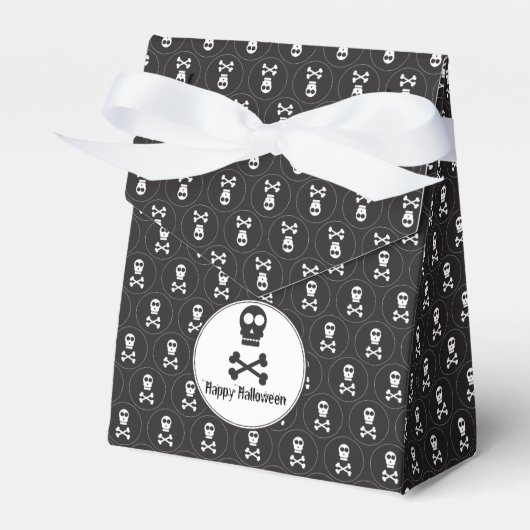 Schwarz-Weiß-Halloween-Skulls Gefälligkeitsbox Geschenkschachtel (Vorderseite)