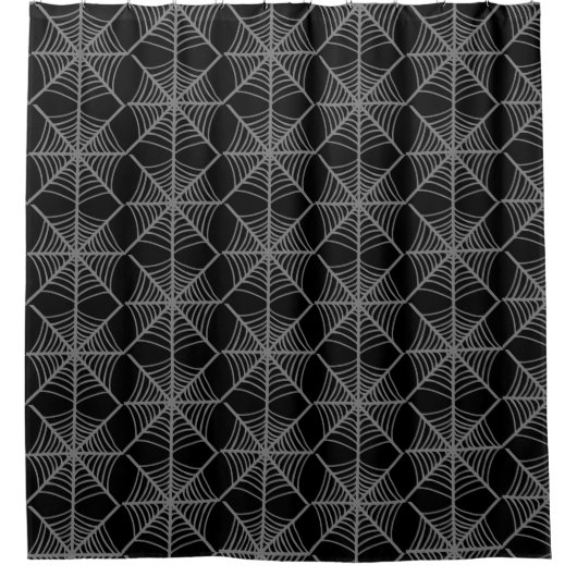 Schwarz-Weiß-Halloween-Spider-Webs Duschvorhang (Vorderseite)