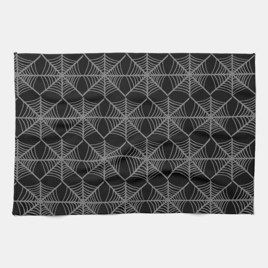 Schwarz-Weiß-Halloween-Spider-Webs Geschirrtuch (Horizontal)