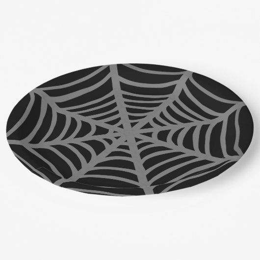 Schwarz-Weiß-Halloween-Spider-Webs Pappteller (Schrägansicht)