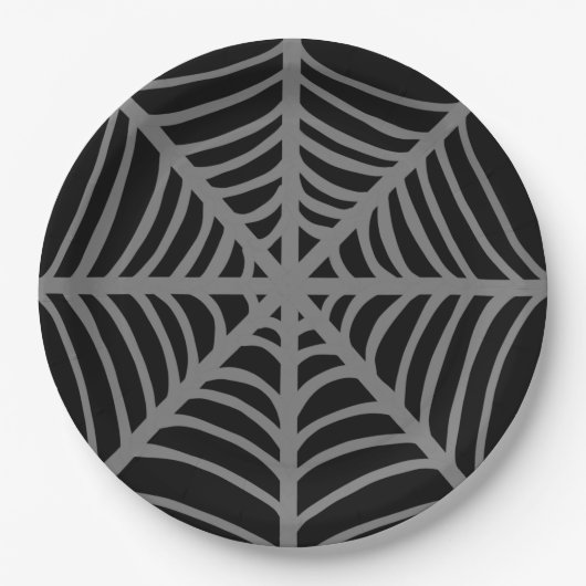 Schwarz-Weiß-Halloween-Spider-Webs Pappteller (Vorderseite)