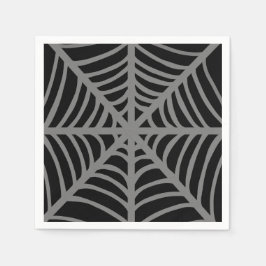 Schwarz-Weiß-Halloween-Spider-Webs Serviette