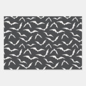 Schwarz/Weiß Halloween Spiders Fledermaus Muster Geschenkpapier Set (Vorderseite 2)
