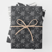 Schwarz/Weiß Halloween Spiders Fledermaus Muster Geschenkpapier Set (Beispiel)