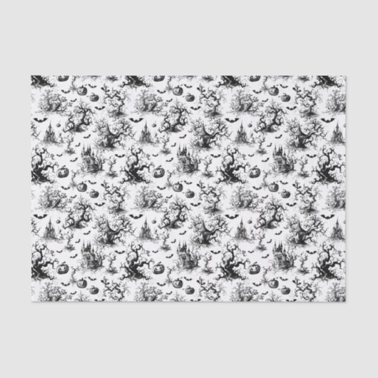 Schwarz-Weiß-Halloween-Toile Seidenpapier (Vorderseite)