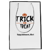 Schwarz/Weiß Halloween "Trick or Treat" Print Mittlere Geschenktüte (Vorderseite)