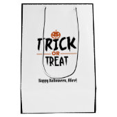Schwarz/Weiß Halloween "Trick or Treat" Print Mittlere Geschenktüte (Rückseite)