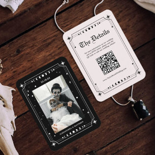 Schwarz-Weiß-Halloween-Website Qr-Code Begleitkarte