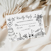 Schwarz-Weiß-Hand-Drachen-Hochzeit RSVP Begleitkarte