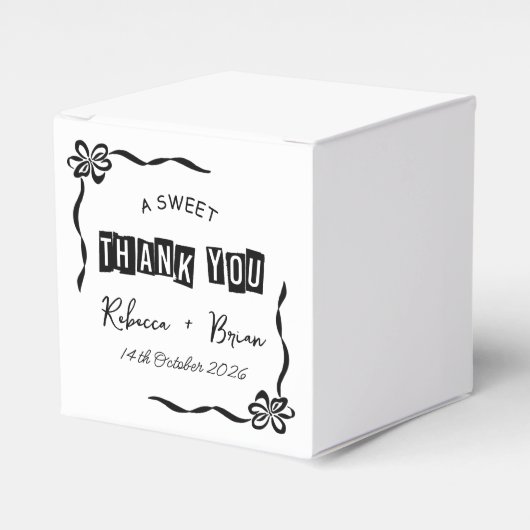 Schwarz-Weiß-Hand-Draw-Sketch-Hochzeit Geschenkschachtel (Vorderseite)