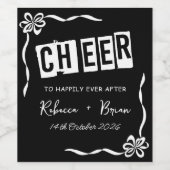 Schwarz-Weiß-Hand-Draw-Sketch-Hochzeit Weinetikett (Einzelnes Label)