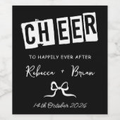 Schwarz-Weiß-Hand-Draw-Sketch-Hochzeit Weinetikett (Einzelnes Label)