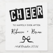 Schwarz-Weiß-Hand-Draw-Sketch-Hochzeit Weinetikett (Einzelnes Label)