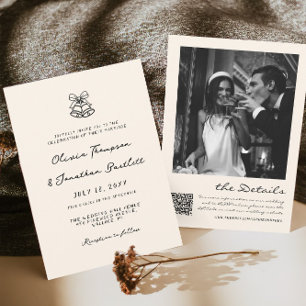 Schwarz-Weiß-Hand-Drawn-Quirky-Hochzeit Einladung