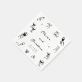 Schwarz-Weiß-Hand-Drawn-Quirky-Hochzeit Serviette (Ecke)