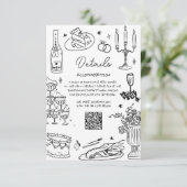 Schwarz-Weiß-Hand-Drawn-Whimsical-Hochzeit Begleitkarte (Stehend Vorderseite)