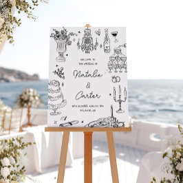 Schwarz-Weiß-Hand-Drawn-Whimsical-Hochzeit Poster
