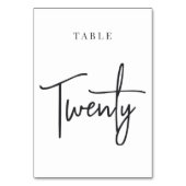 Schwarz-Weiß-Hand-Drehbuch Tischnummer (Vorderseite)